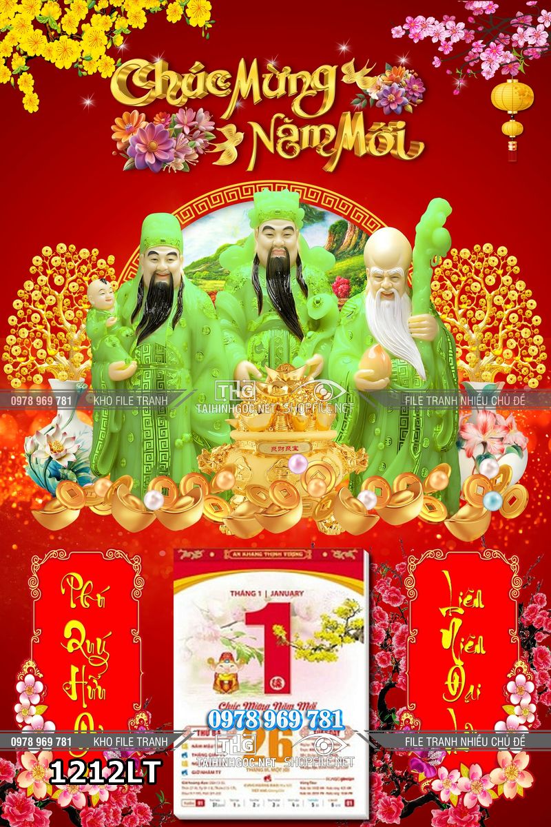 File lịch tết phúc lộc thọ thần tài phú quý khai xuân 1212LT