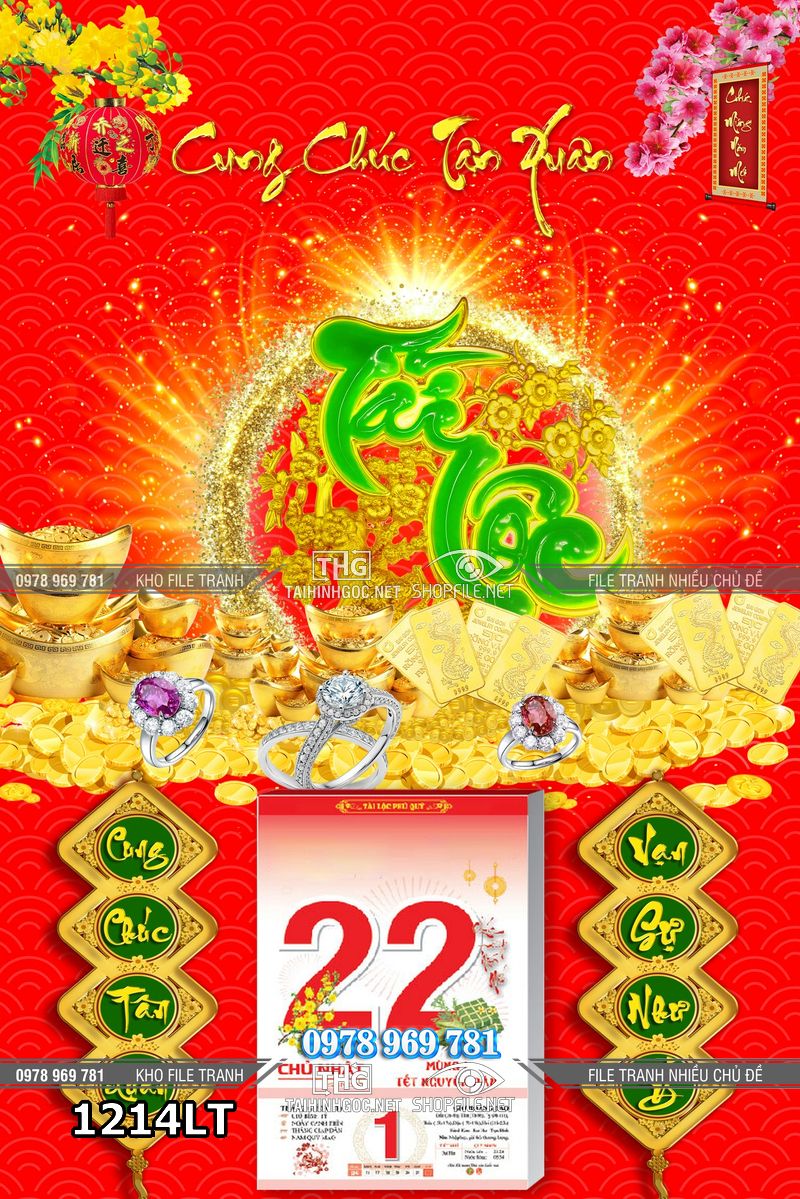 File lịch tết tài lộc khai xuân phát tài phát lộc 1214LT