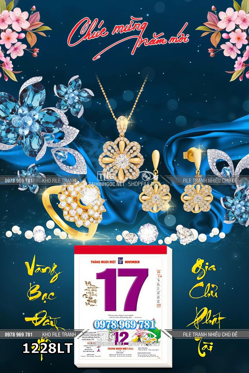 File lịch tết tiệm vàng bạc đá quý trang sức 1228LT