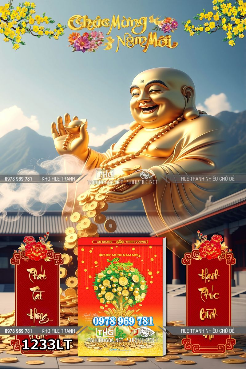 File lịch tết ông di lặc năm mới Phát Lộc 1233LT