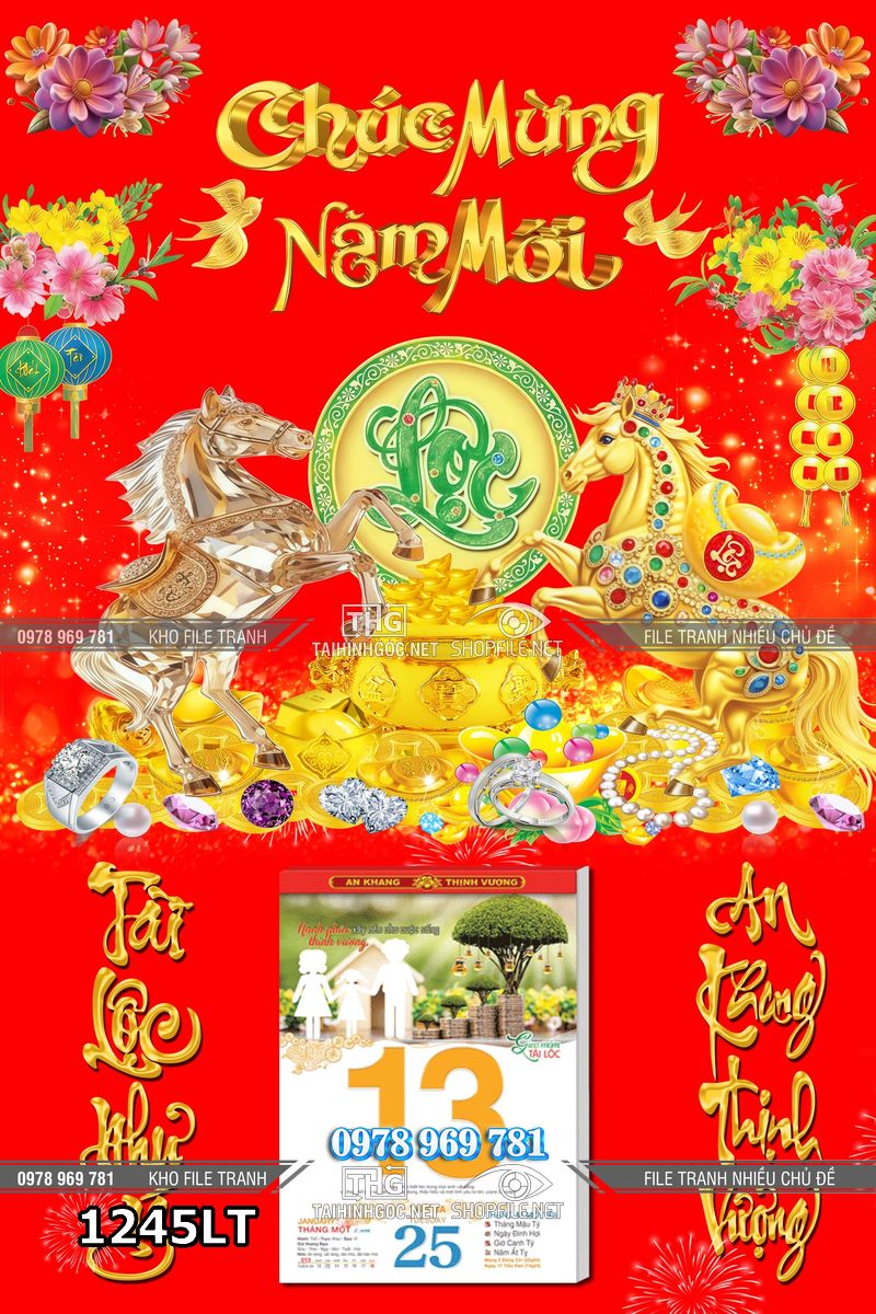 File lịch tết chữ Lộc chúc mừng năm mới phát tài phát lộc 1245LT