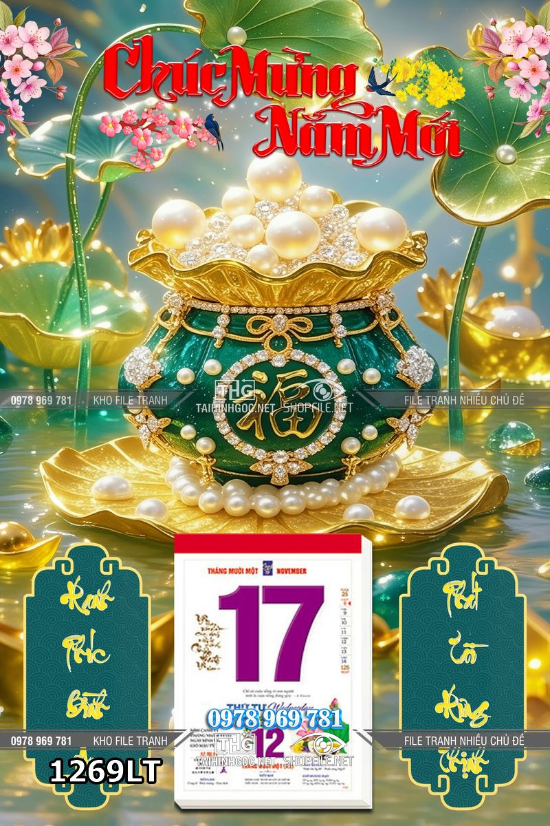 File lịch tết hũ tiền trang sức tiệm vàng châu báu 1269LT