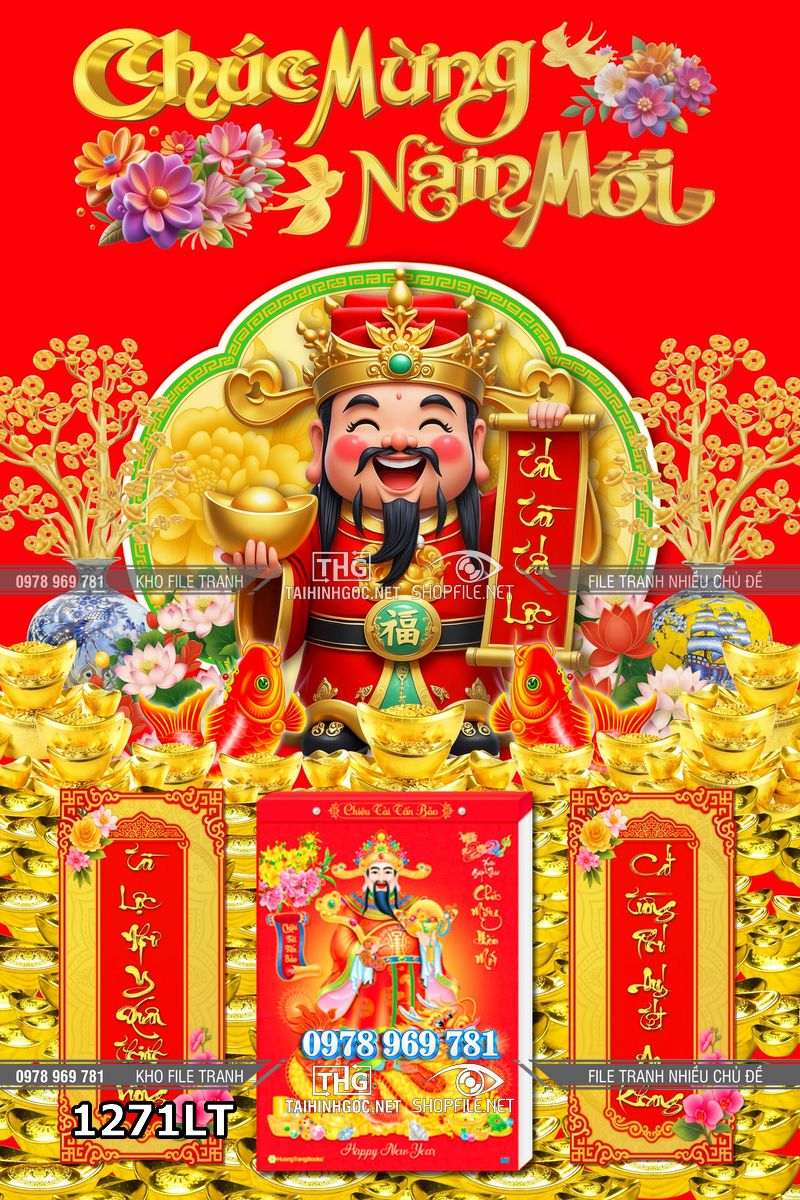 File psd lịch tết ông thần tài kim bảo 1271LT