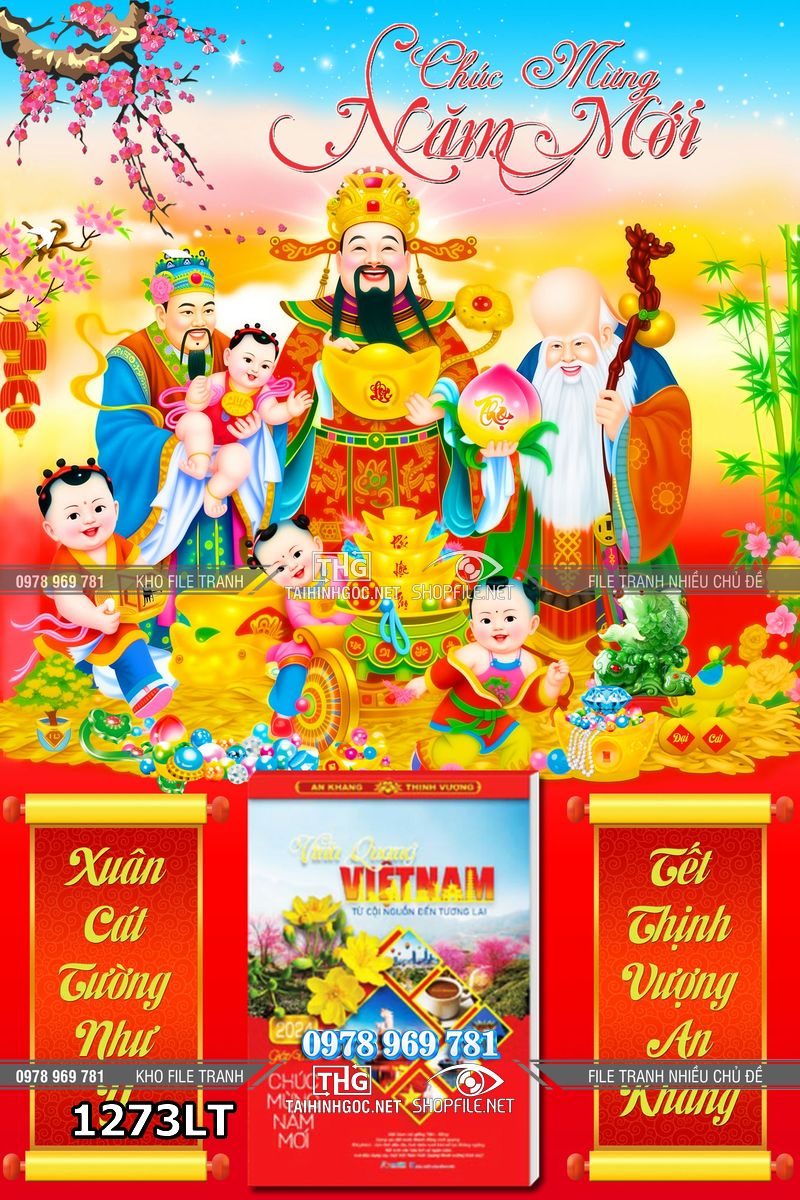 File tranh lịch Tết Phúc Lộc Thọ 1273LT