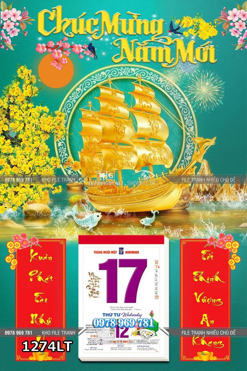 File lịch thuyền vàng thuận buồm xuôi gió 1274LT