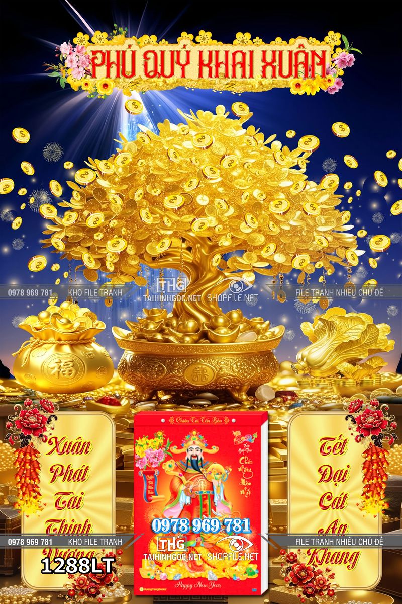 File lịch Tết cây kim tiền túi vàng tết nguyên đán 1288LT