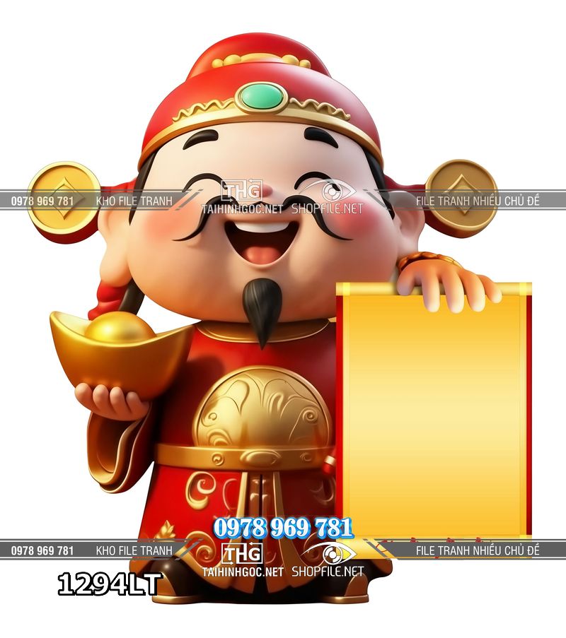 File psd lịch Tết thần tài tài lộc cầm vàng 1294LT