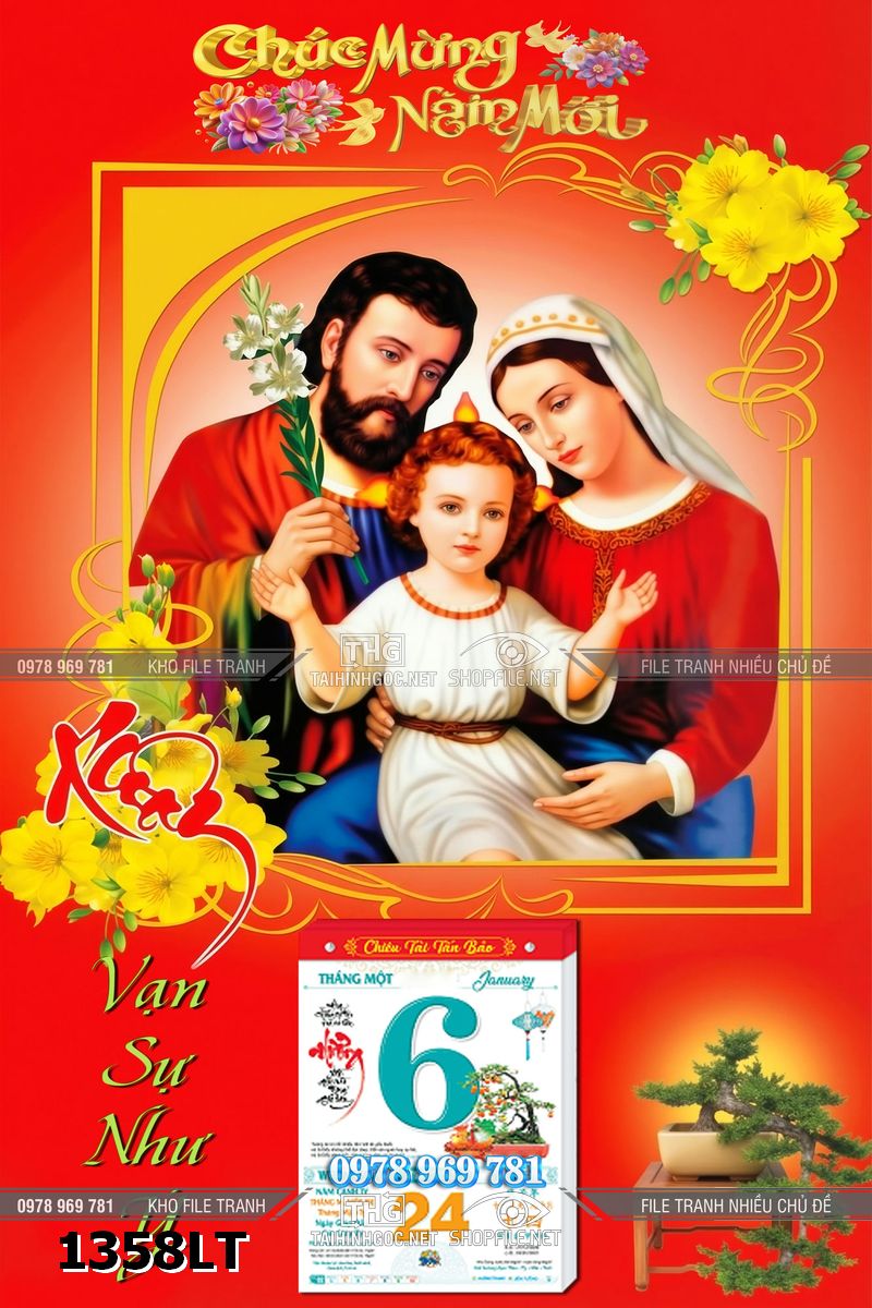 File ảnh lịch tết công giáo gia đình nhà thánh chúa giêsu đức trinh nữ maria 1358LT