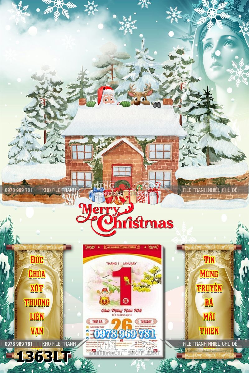 Flie lịch tết công giáo đức mẹ maria giáng sinh noel noen an lành 1363LT