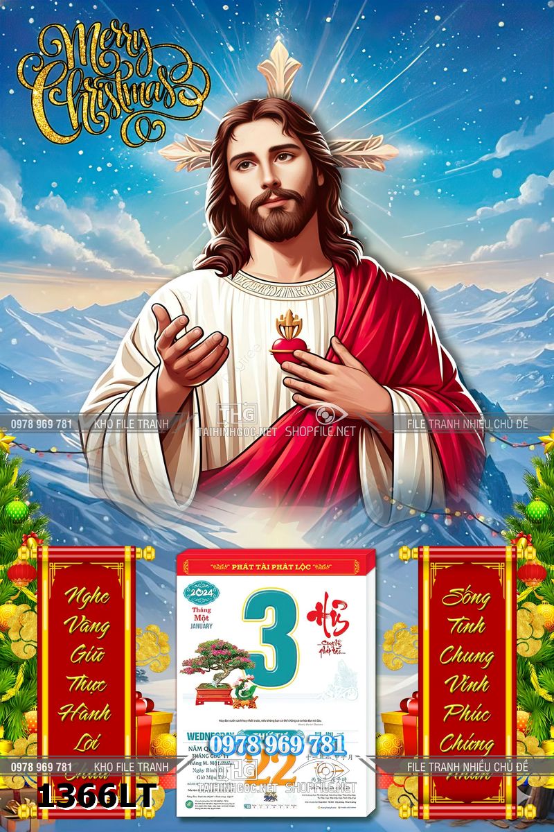 File lịch tết công giáo thiên chúa giêsu jesus thánh giá soi sáng 1366LT