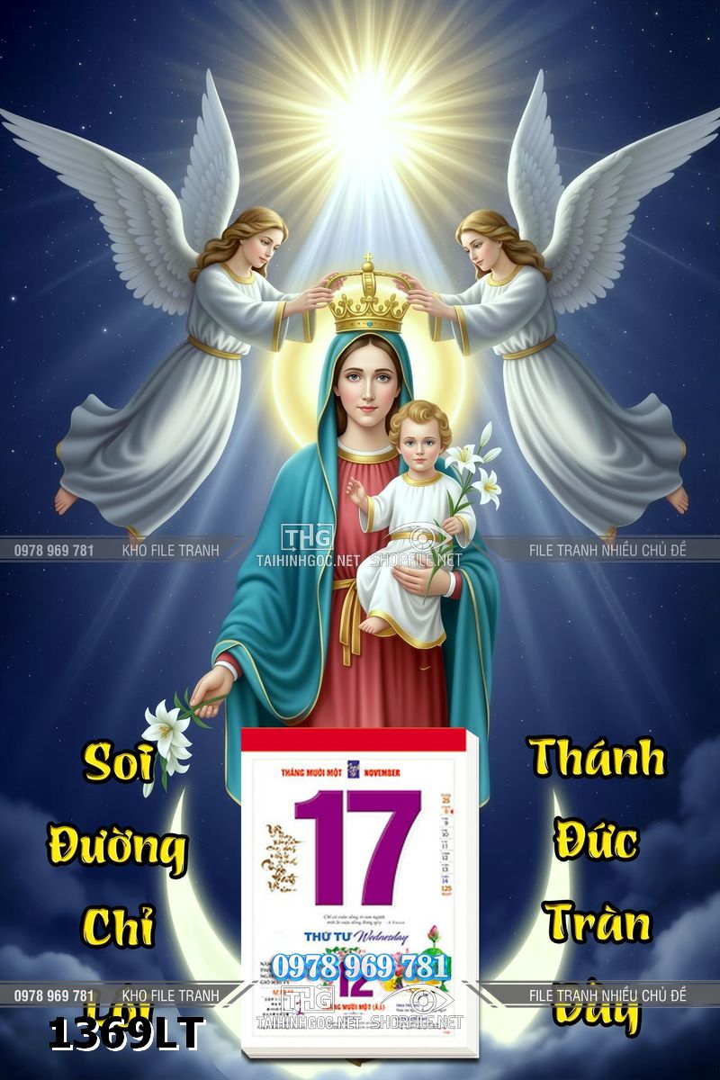 File lịch tết công giáo chúa giê su jesus đức mẹ maria ánh sáng thiên thần 1369LT