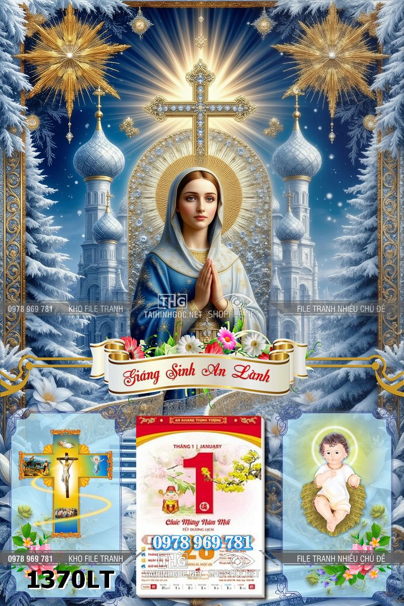 File lịch tết công giáo giáng sinh đức mẹ maria thánh giá 1370LT