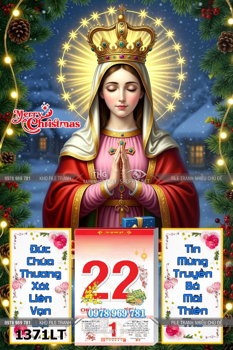 File khung lịch tết công giáo đức mẹ maria năm mới 1371LT