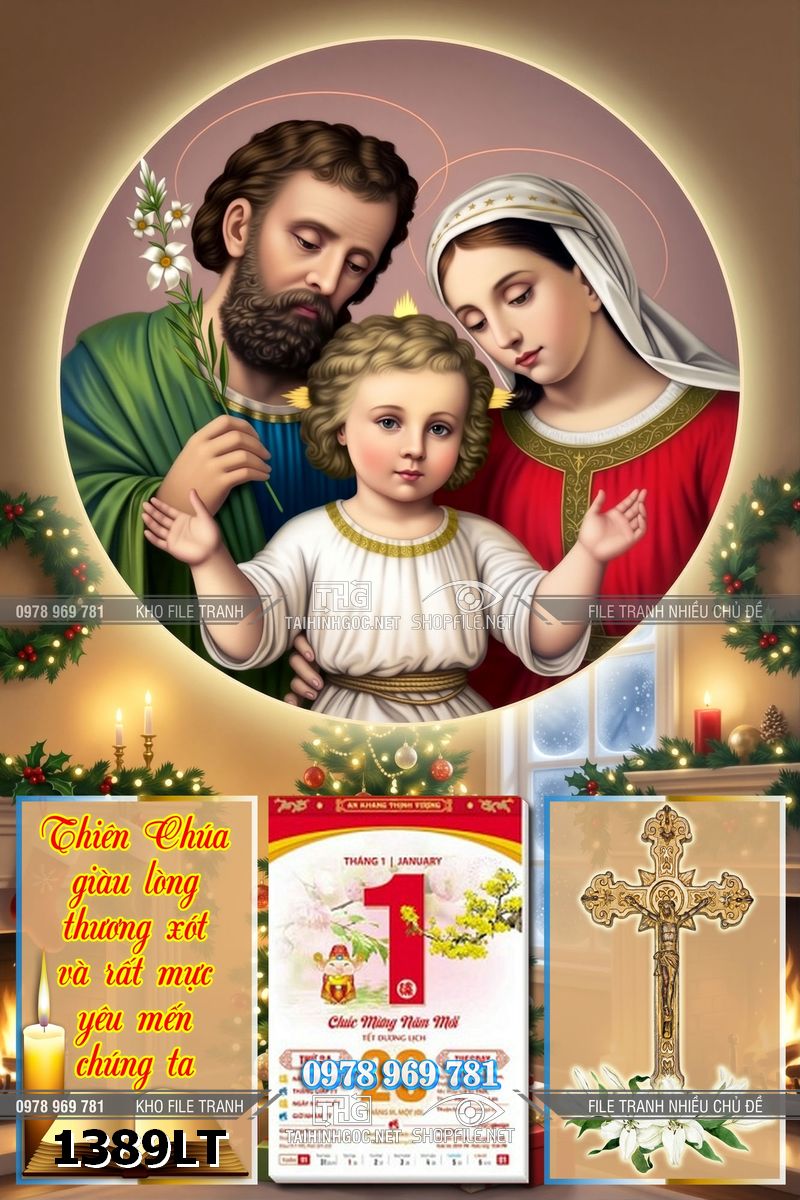 File lịch tết công giáo đức chúa giêsu đức mẹ maria gia đình thánh gia 1389LT