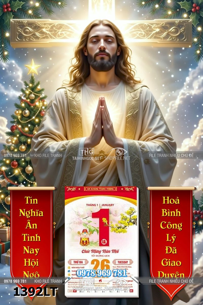File lịch tết công giáo chúa giêsu cầu nguyện phúc lành 1392LT