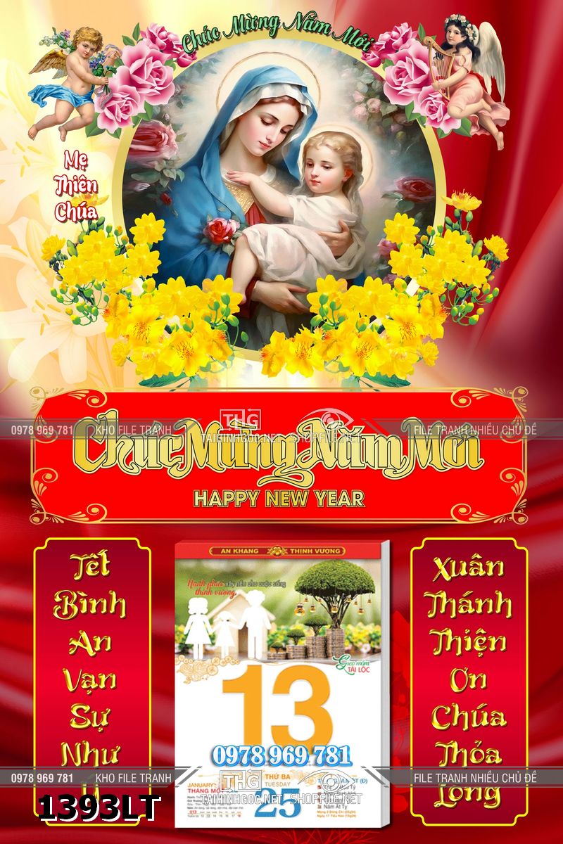 File psd lịch tết công giáo đức mẹ maria giáng sinh noel noen 1393LT