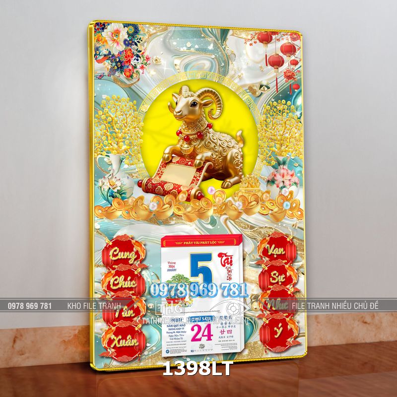 File lịch Tết con dê đinh mùi tài lộc 1398LT