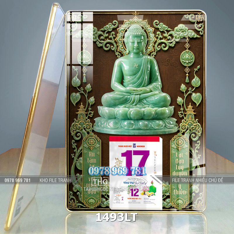 File psd phật giáo hoa sen ngọc bích 1493LT