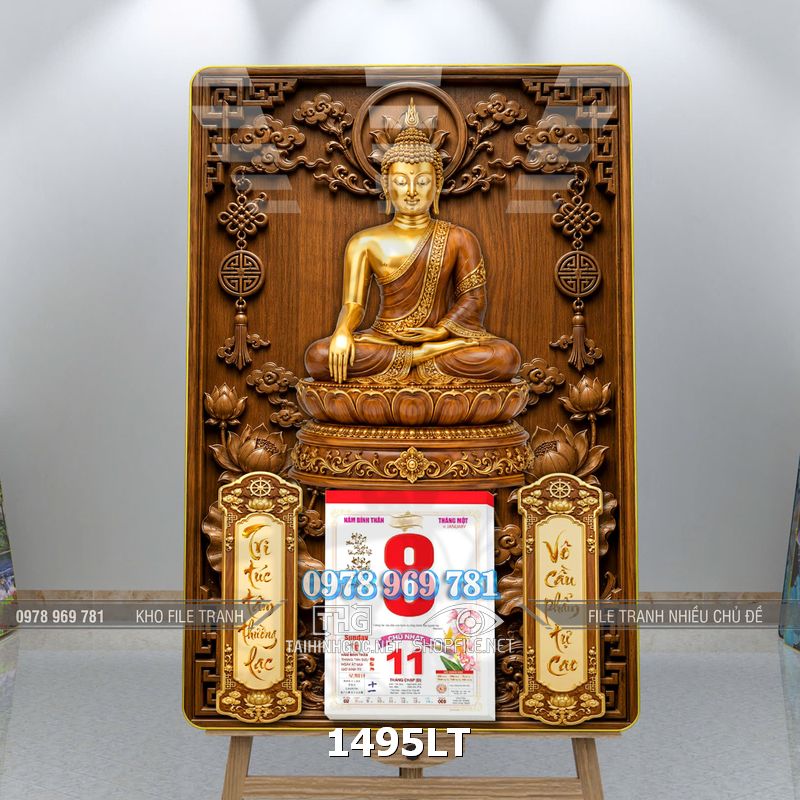 File psd bloc lịch phật ngồi thiền laminate 1495LT