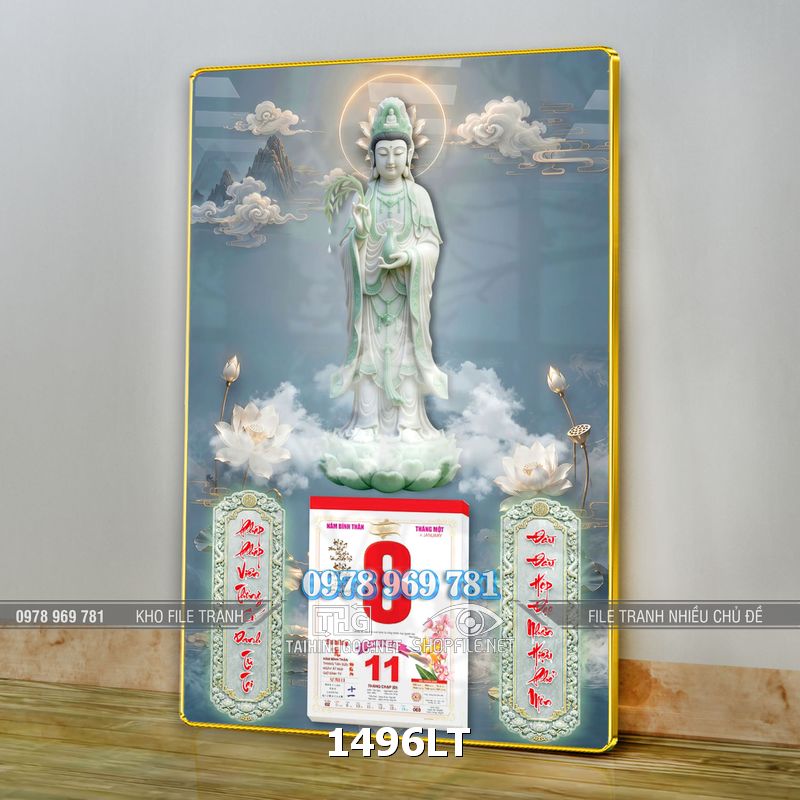 File lịch Tết quan âm bồ tát treo tường 1496LT