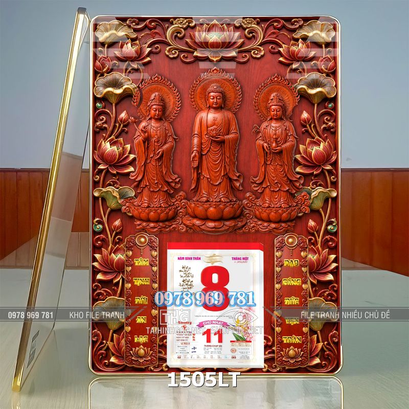 File lịch bloc tam thế phật tây phương tam thánh 1505LT