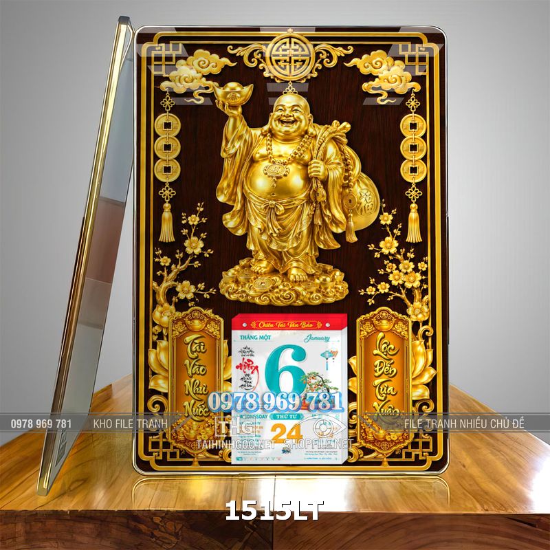 File lịch Tết treo tường di lặc vàng gold 1515LT