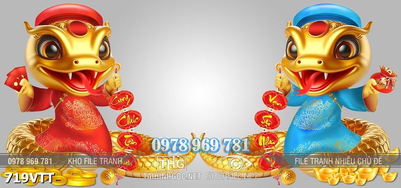 File vector psd Tết 2025 Rắn Vàng 719VTT