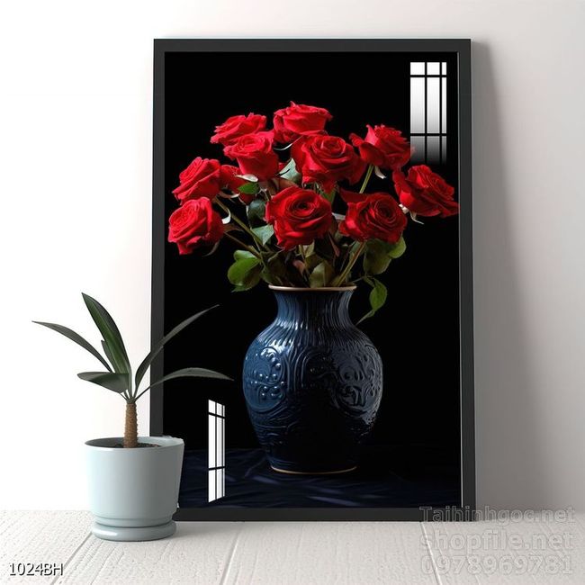 Tranh bình hoa độc đáo trang trí phòng khách