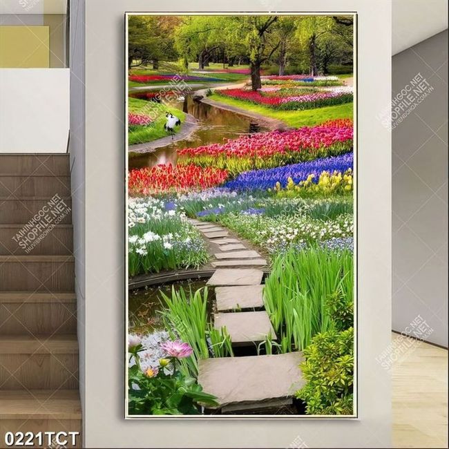 Tranh phong cảnh vườn hoa tulip Hà Lan