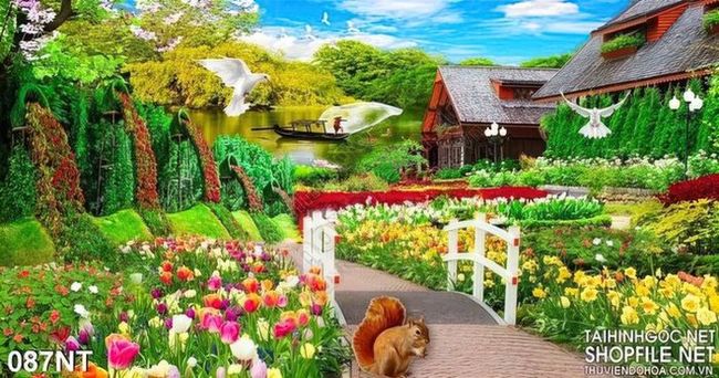 Tranh phong cảnh vườn hoa cao cấp  Hà Nội  SoHotvn