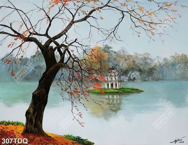 Tranh sơn dầu phong cảnh hồ Gươm Hà Nội