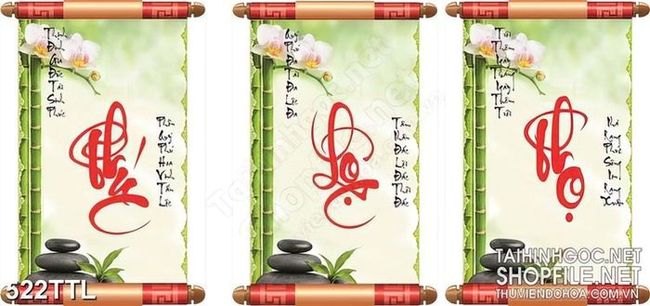Tranh wall 3d thư pháp phúc lộc thọ đón may mắn