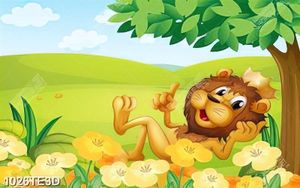Tranh sư tử ngộ nghĩnh trang trí phòng bé