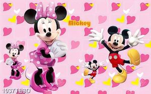 Tranh Chuột Mickey hồng trang trí tường