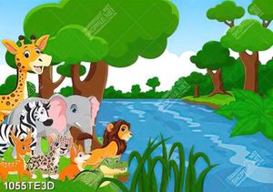 Tranh animal trong rừng trang trí tường mẫu giáo đẹp