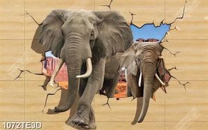 Tranh 3D đàn voi trang trí tường đẹp