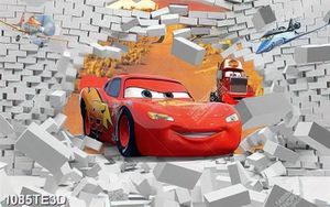 Tranh 3D xe đua trang trí tường bé