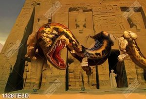 Tranh 3D rồng đỏ in tường