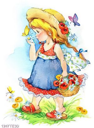 Tranh cô bé vẽ màu nước