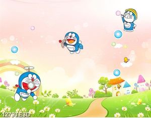 Tranh Doreamon trên cánh đồng hoa