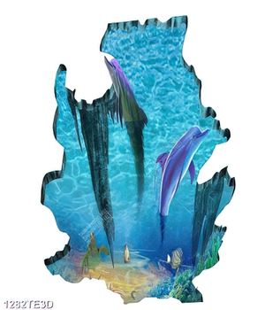 Tranh 3D đại dương và cá heo chất lượng cao