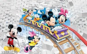 Tranh 3D tường vịt Donal và chuột Mickey trang trí đẹp