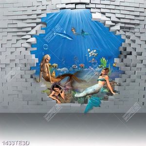Tranh 3D nàng tiên cá ở đại dương xanh