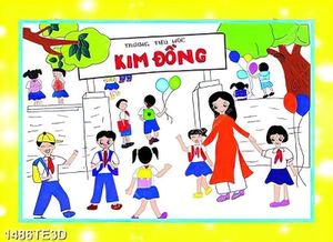 Tranh Bé đi học tiểu học