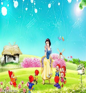 Tranh màu nước Bạch Tuyết và 7 chú lùn