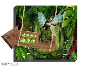 Tranh cô tiên xanh trong rừng