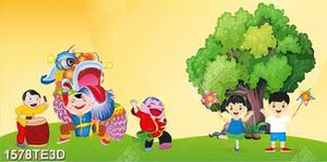 Tranh bé chơi Tết Trung Thu
