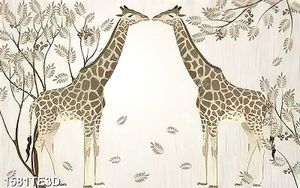 Tranh 3D dán tường 2 chú Hươu