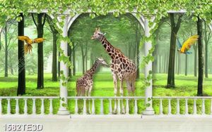 Tranh 3D hươu cao cổ trong rừng