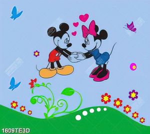 Tranh 3D chuột Mickey in decal chất lượng